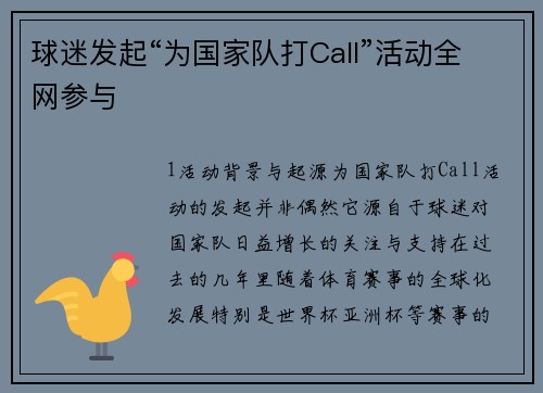 球迷发起“为国家队打Call”活动全网参与